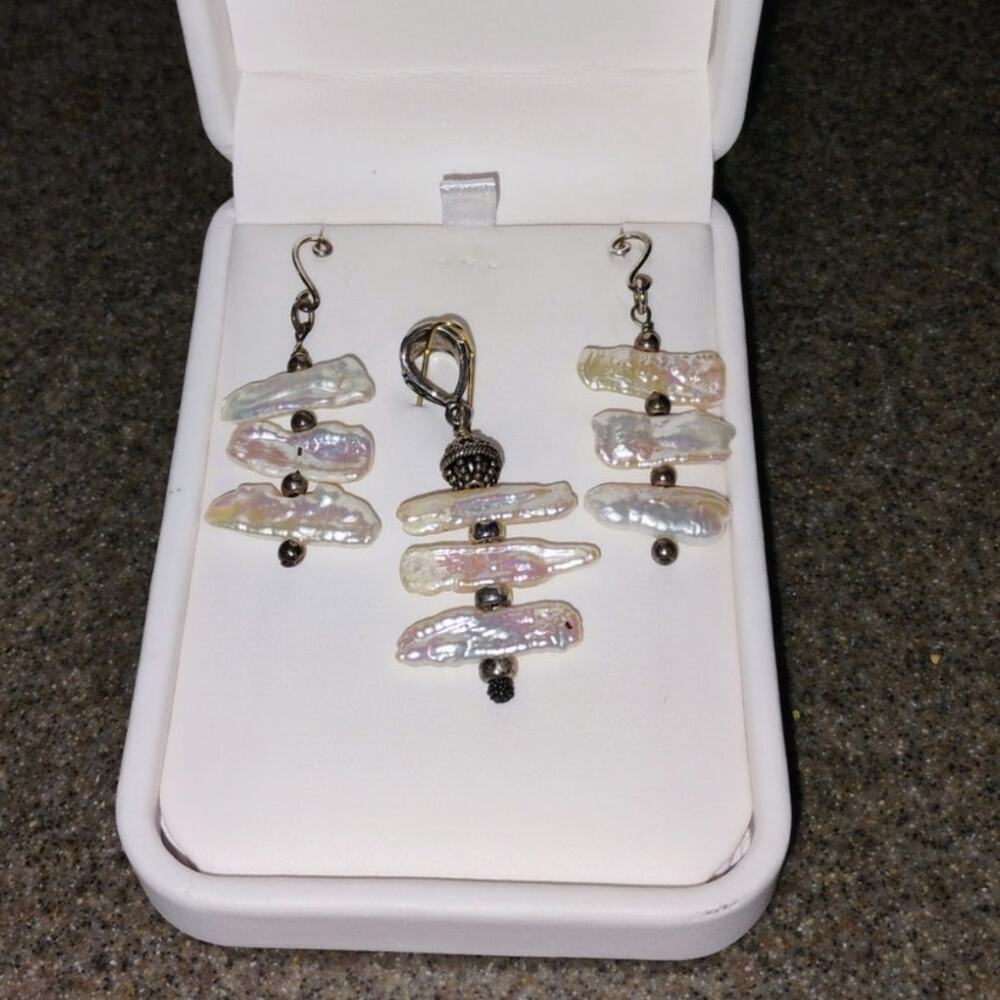 Vintage Baroque Pearl Drop Pendant Earring Set